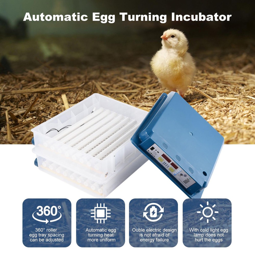 Automatic 120 Eggs Incubator Temperature Control Digital Chicken Egg Hatcher--
