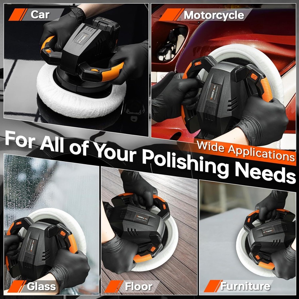 THINKWORK Buffer Polisher, 20V Cordless 10 Inch Portable...