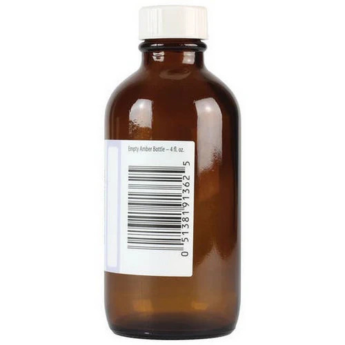 Empty Amber Bottle with Writeable Label 4 oz