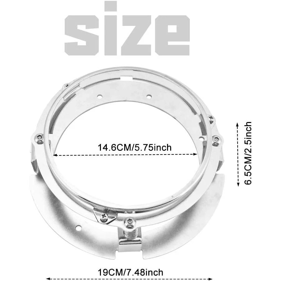 5.75 inch Round Headlight Ring Mounting Bracket Compatible with Motorcycle Headl