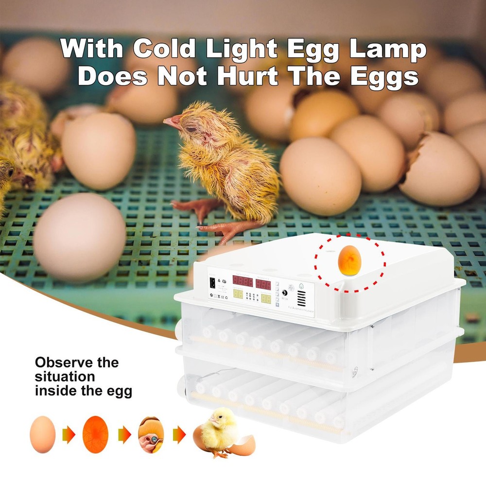 Automatic 120 Eggs Incubator Temperature Control Digital Chicken Egg Hatcher--