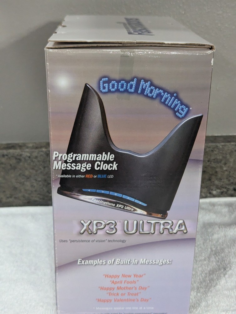 Vintage Fascinations XP3 Programmable Floating Message Clock Calendar w/ Box EUC