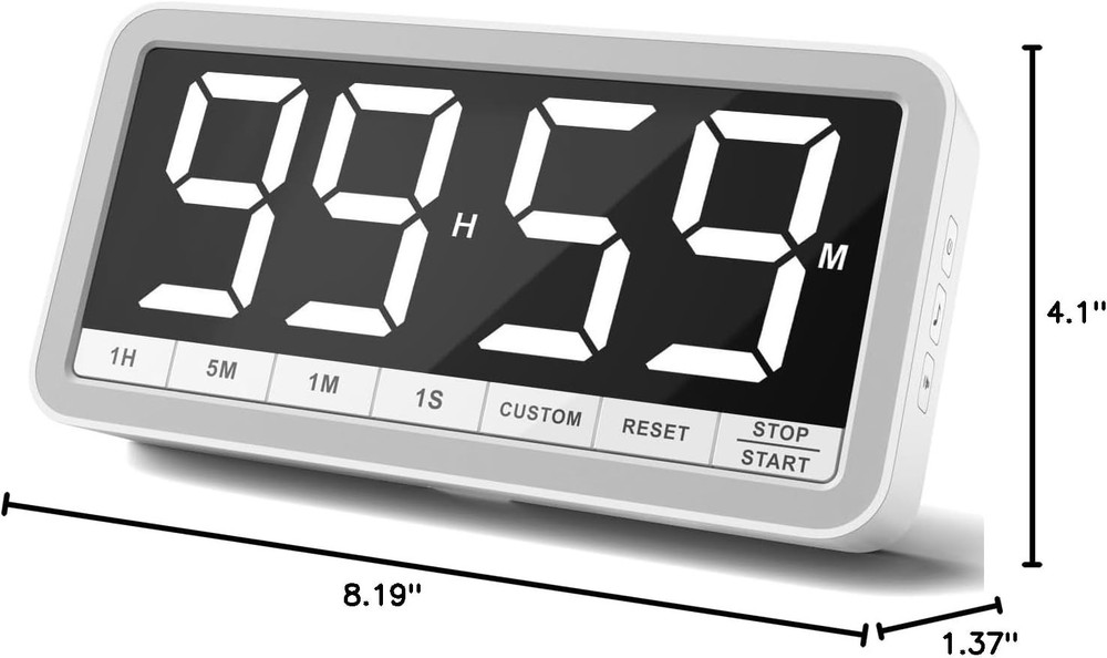 Portable Digital Timer with 7.8” Display & Rechargeable Battery - Cook & Learn