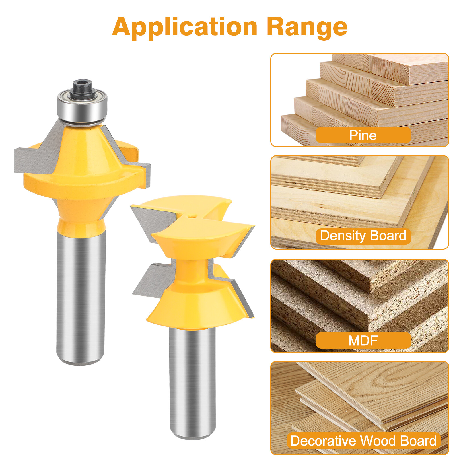 1/2" Shank 120° Tenon Joint Router Bits Set Tongue & Groove Woodworking Cutter