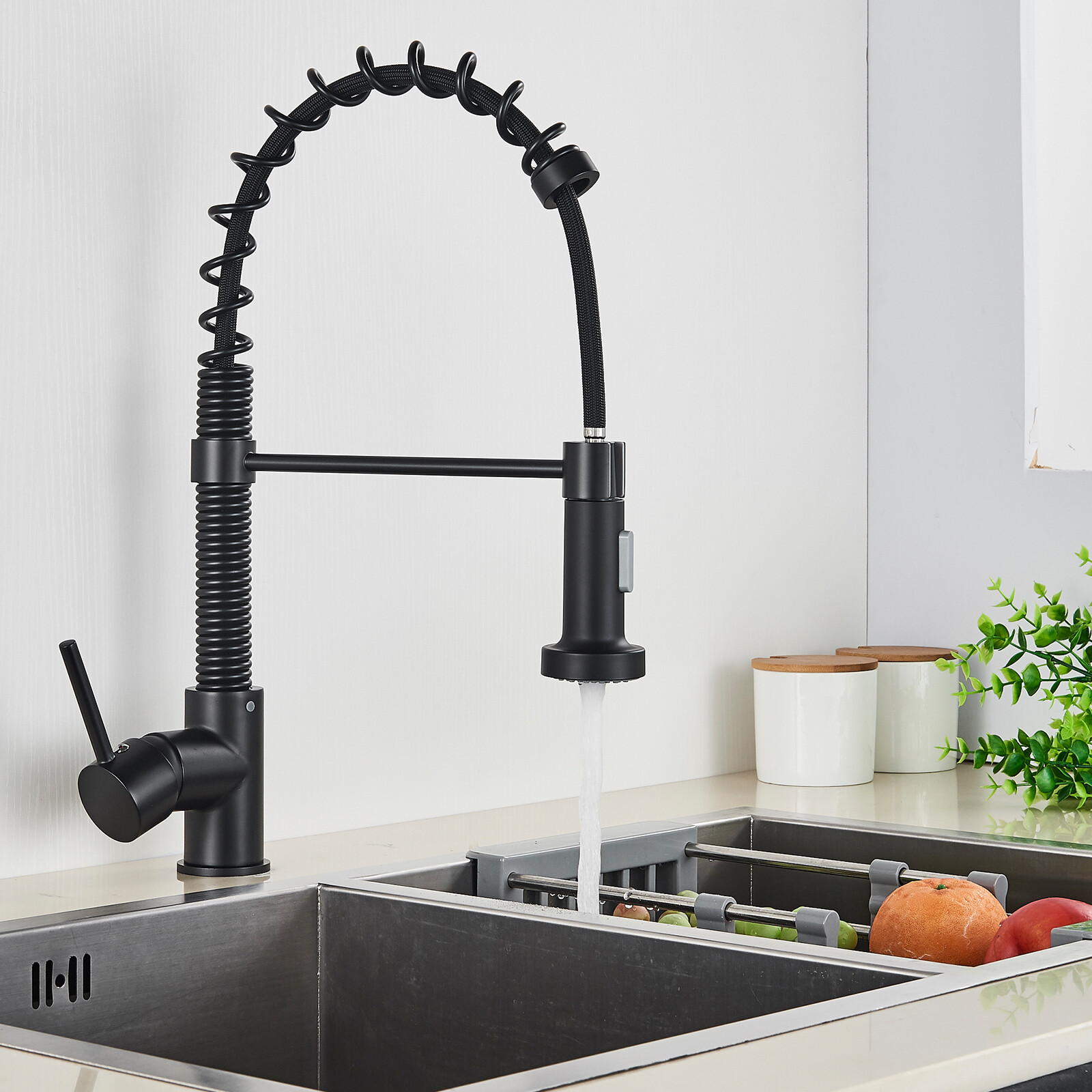 Matte Black Kitchen Faucet Sink Pull Down Sprayer Swivel Mixer Tap Single Handle