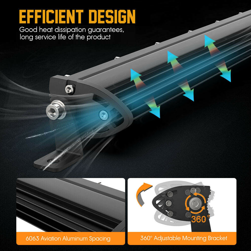 20inch LED Light Bar Spot Flood Combo +4" Pods Offroad For Jeep Truck SUV+Wiring