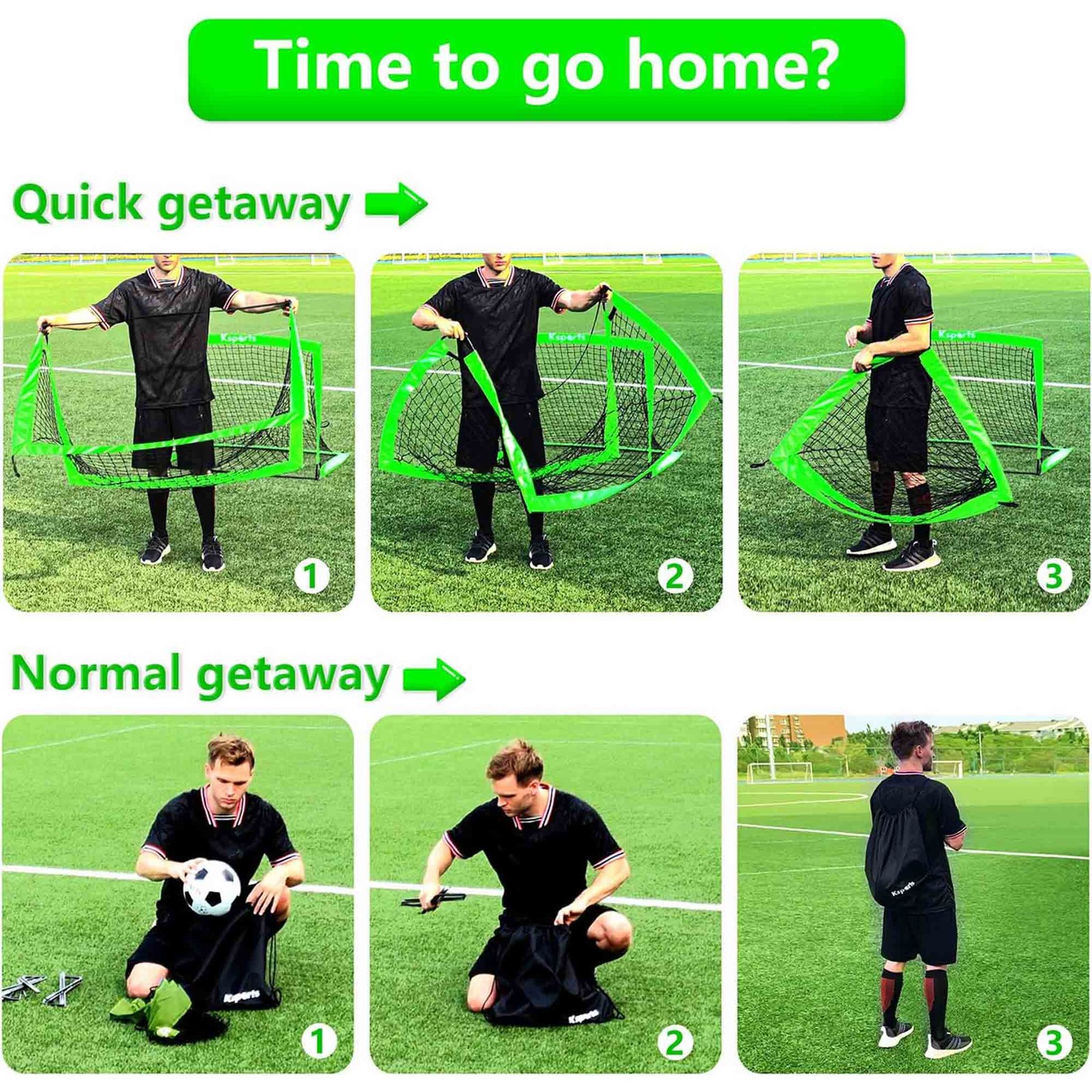 Ksports Squad Outdoor Portable Soccer Goal Set Kids Training Equipment, 4 x 3'