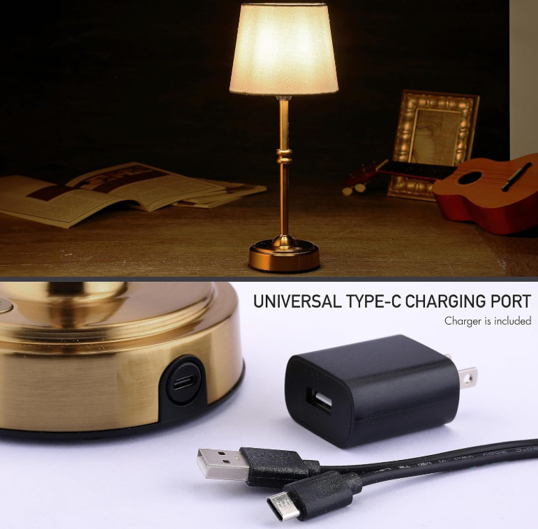 O’Bright Seraph - Cordless LED Table Lamp with Dimmer, Built-in Rechargeable