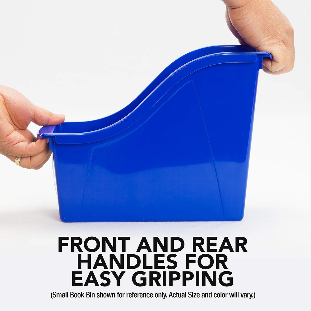 Storex Large Interlocking Plastic Book Bin Organizer - Home, Office, Classroom