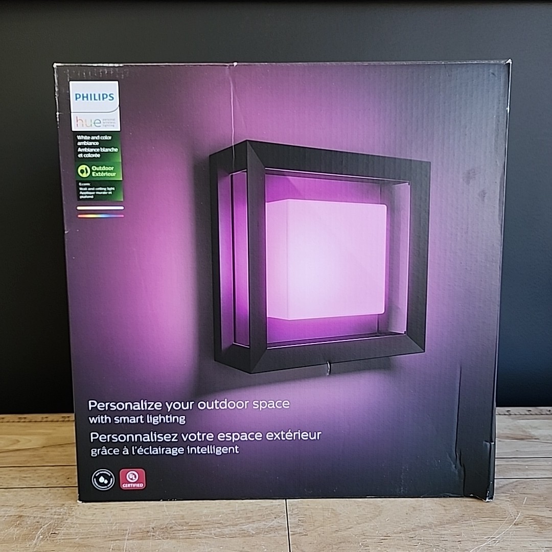 Philips Hue Econic Square Outdoor Smart Wall Light, Black, Hue Bridge Required