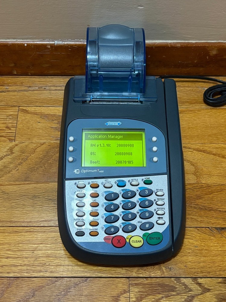 Hypercom Optimum T4100 Credit Card POS Terminal Reader - WORKING FREE SHIP