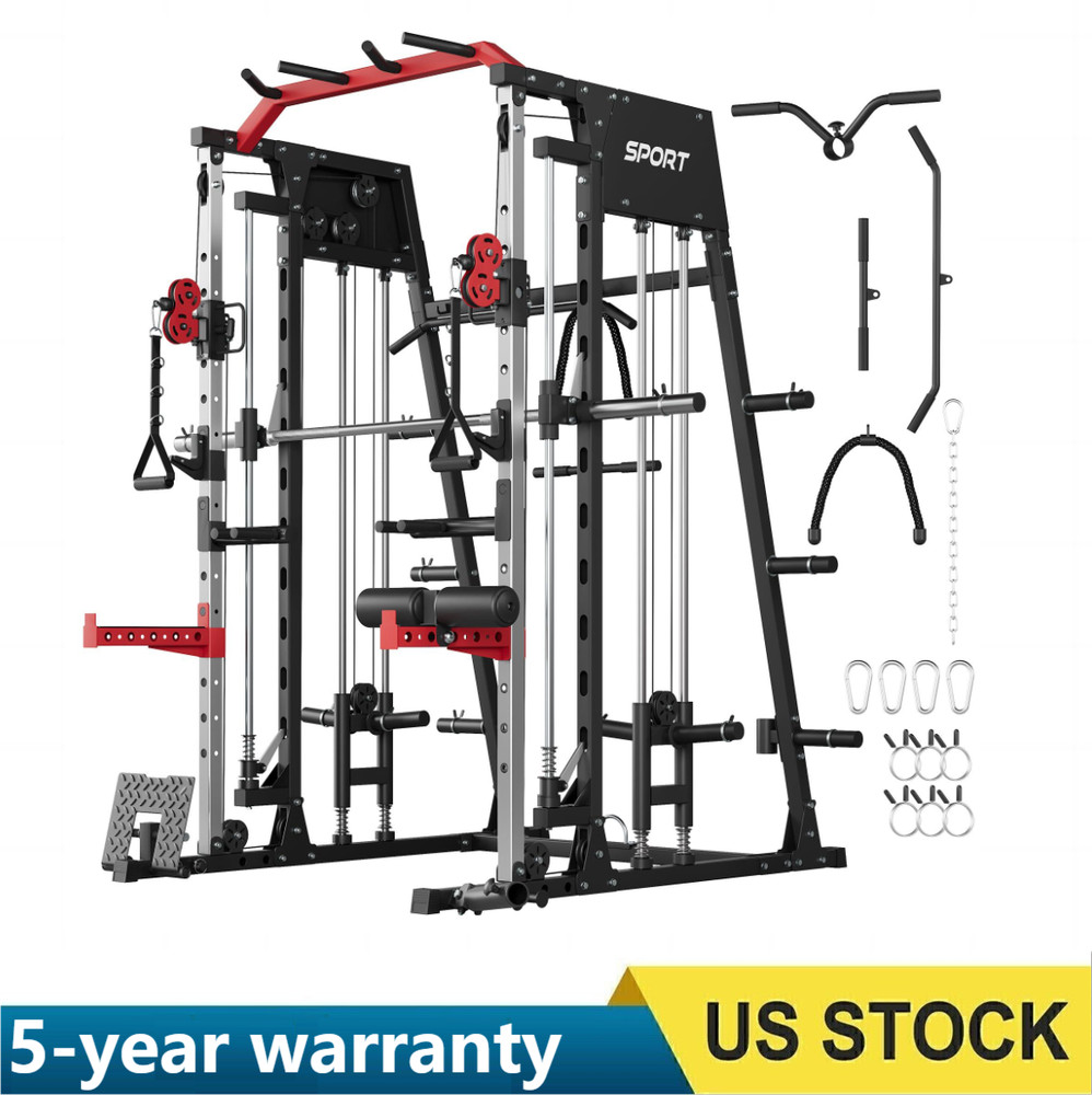 🔝Smith Machine Strength Training Power Cage Lat-Pull Down System 2200lbSquat Ra