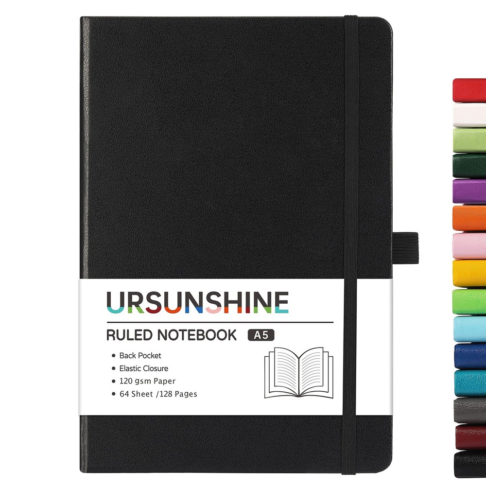 Ruled Notebook/Journal - Classic Lined Journal/Notebook, 5.3" x Ruled, Black