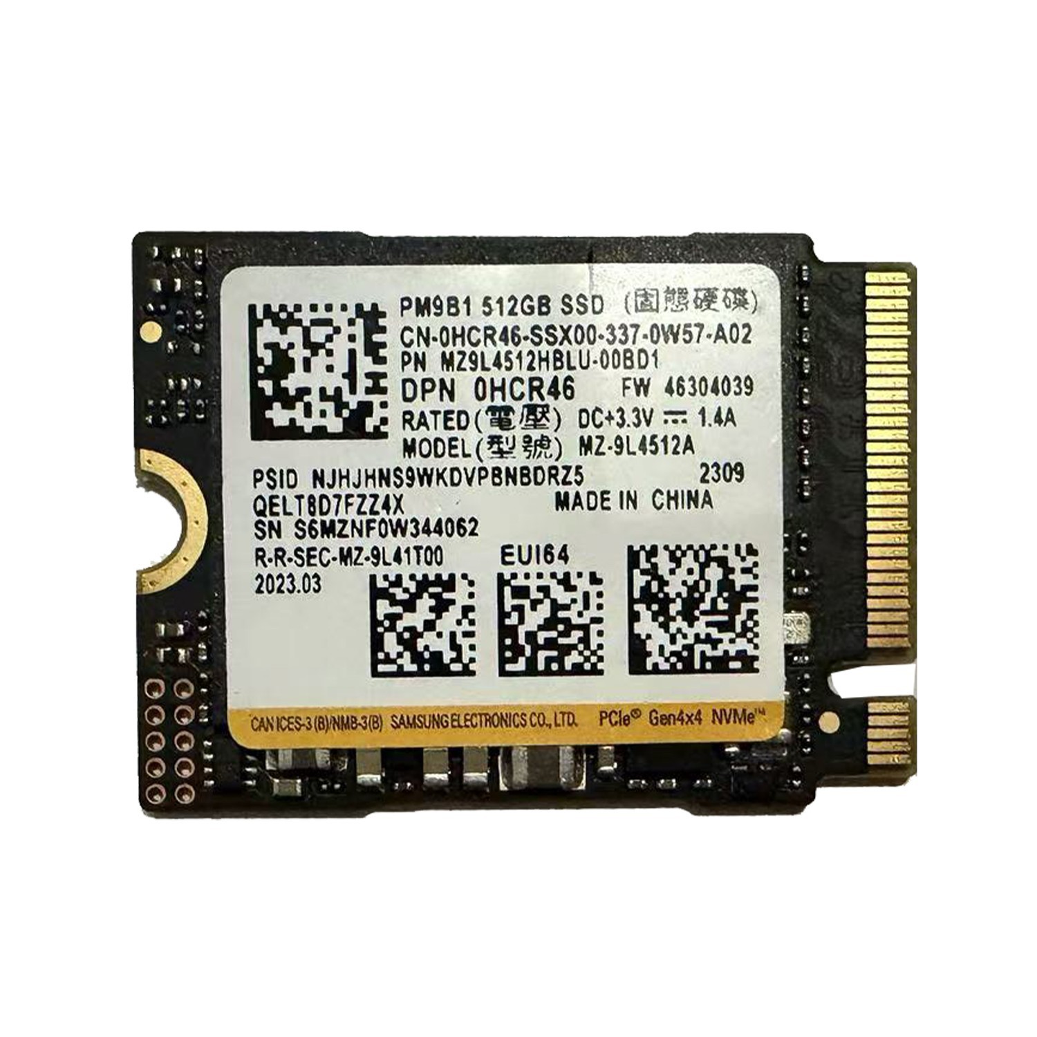New Samsung PM9B1 BM9C1, 512GB PCle Gen4 x4 NVMe M.2 2230 SSD