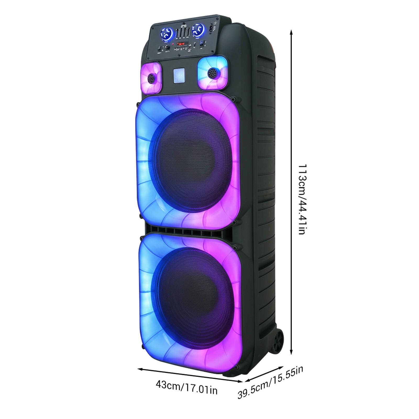 15,000W Dual 15" Bluetooth Speaker Subwoofer Heavy Bass Sound System Party & Mic
