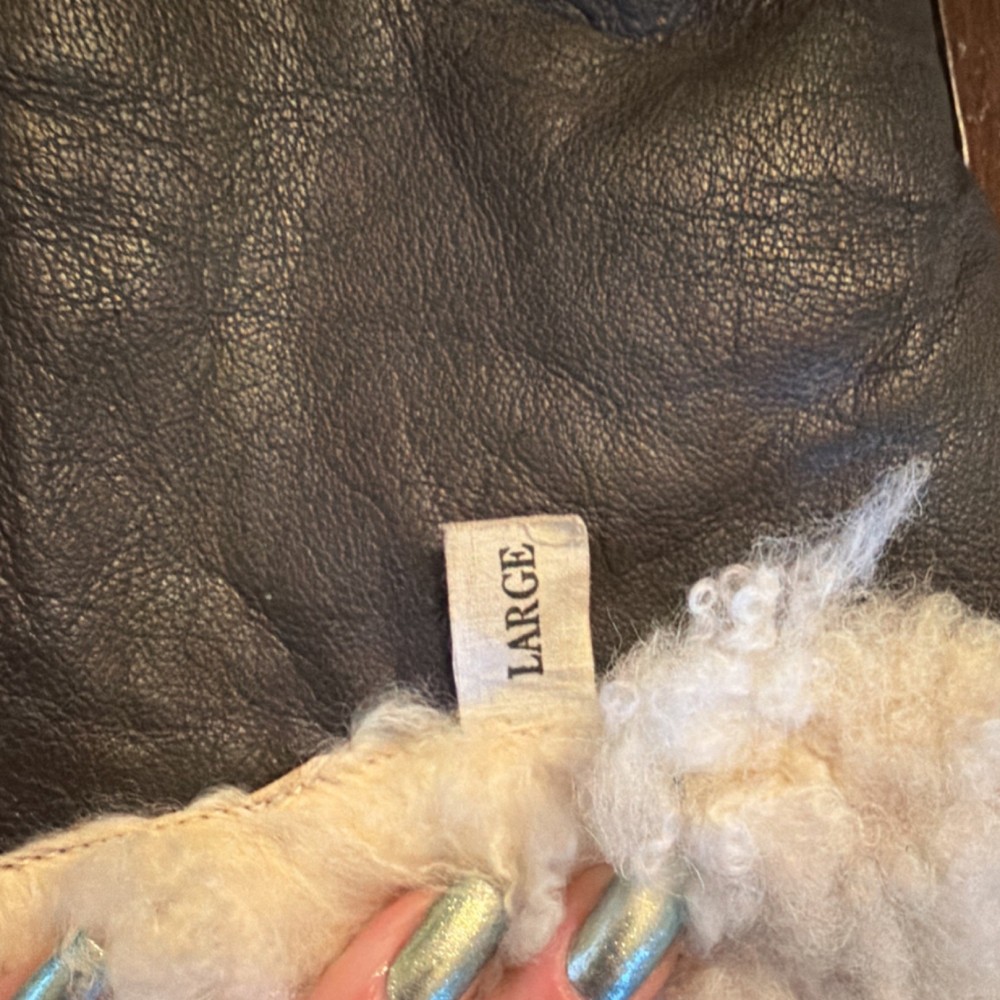 2 RIGHT HAND WWII USN Leather Shearling Mittens Large Original Military Gear