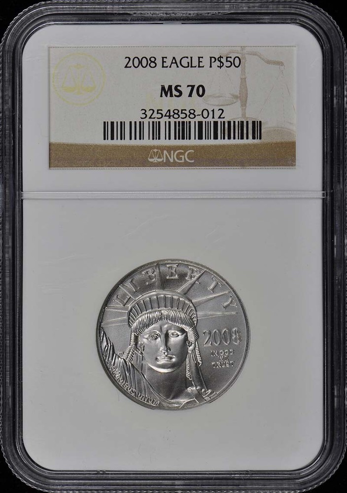 2008 EAGLE P$50 NGC MS70