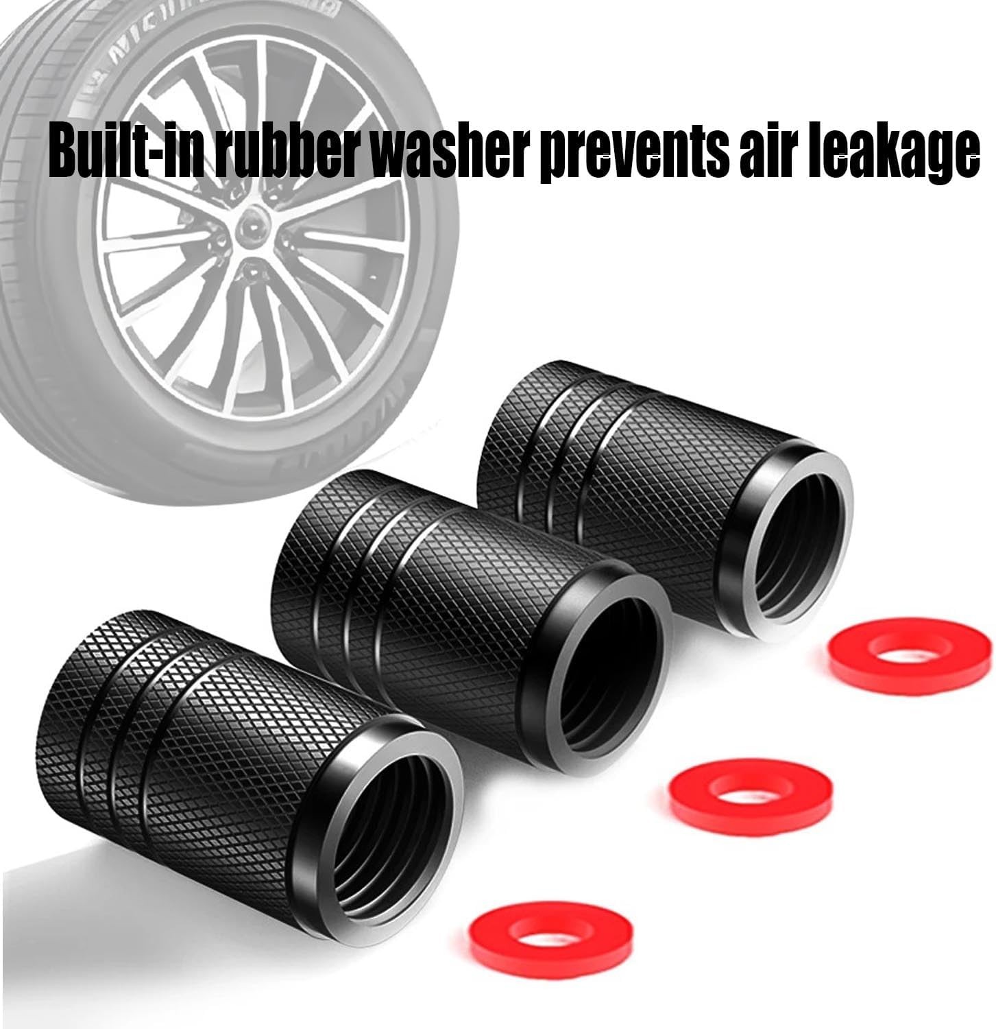 American Flag Tire Valve Stem Caps, Aluminum USA Black White (12 Pack)