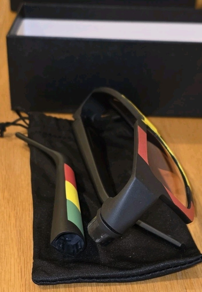 Rasta Square Frame Sunglasses Stash Compartment