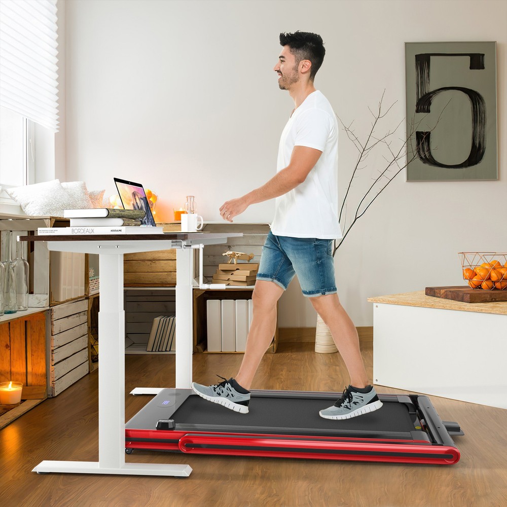 2-in-1 Folding Treadmill 2.25HP Jogging Exercise Machine W/ LED Display Red