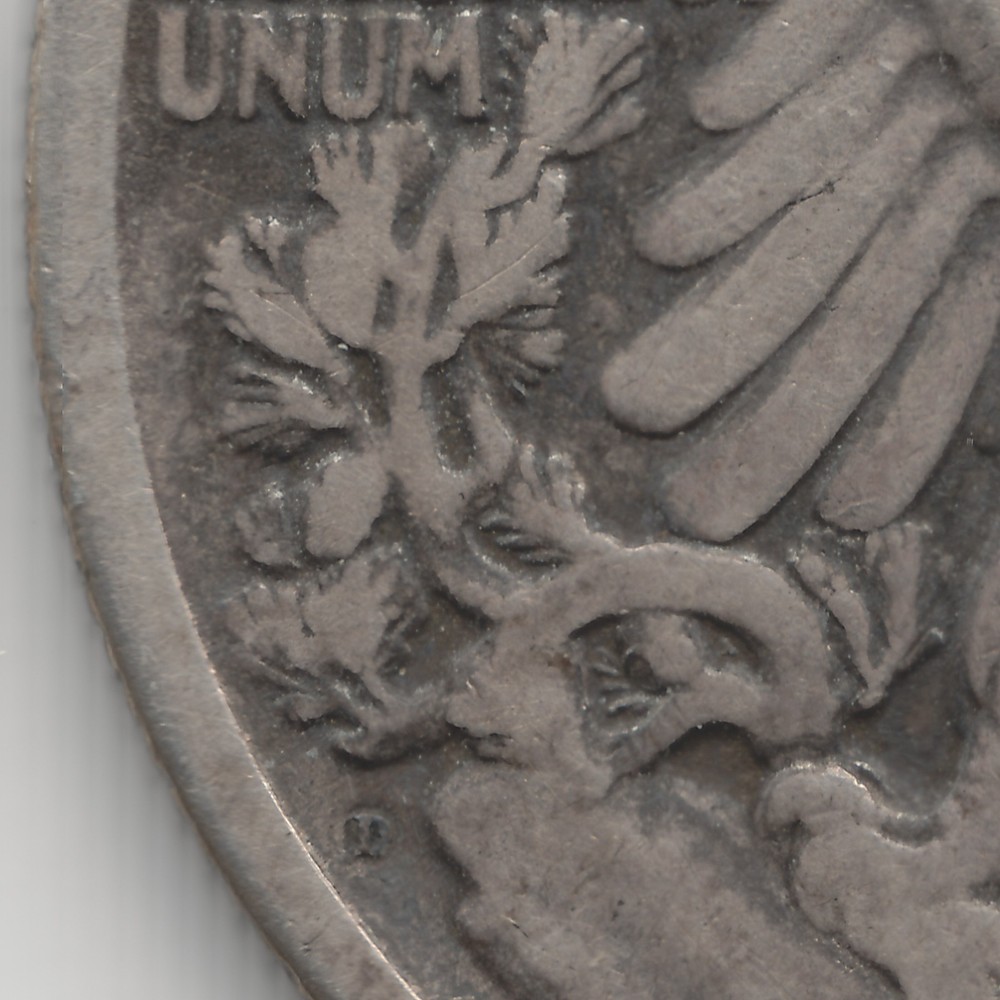 1921 D Walking Liberty Half Dollar, VG+, scratch