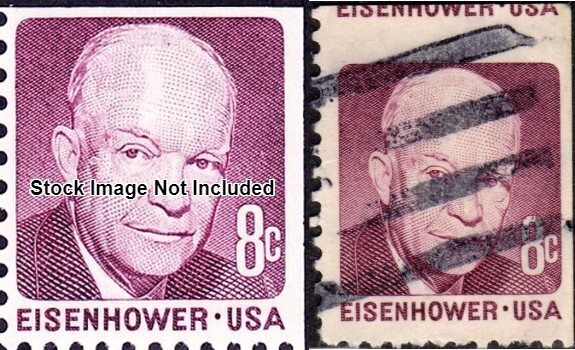 Perfectly Flawed Miscut Error US 1971 EFO 8c SN 1395 Used - Dwight Eisenhower