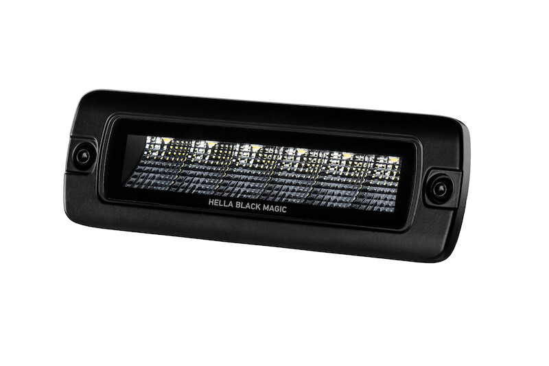 Hella Universal Blk Magic 6 L.E.D. Flush Mount Mini Light Bar - Flood Beam