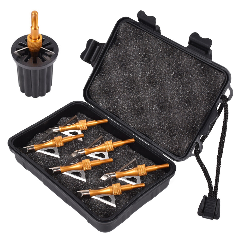 Archery 3 Fixed Blade 100Grain Arrow Head Tip with Case+Broadheads Wrech