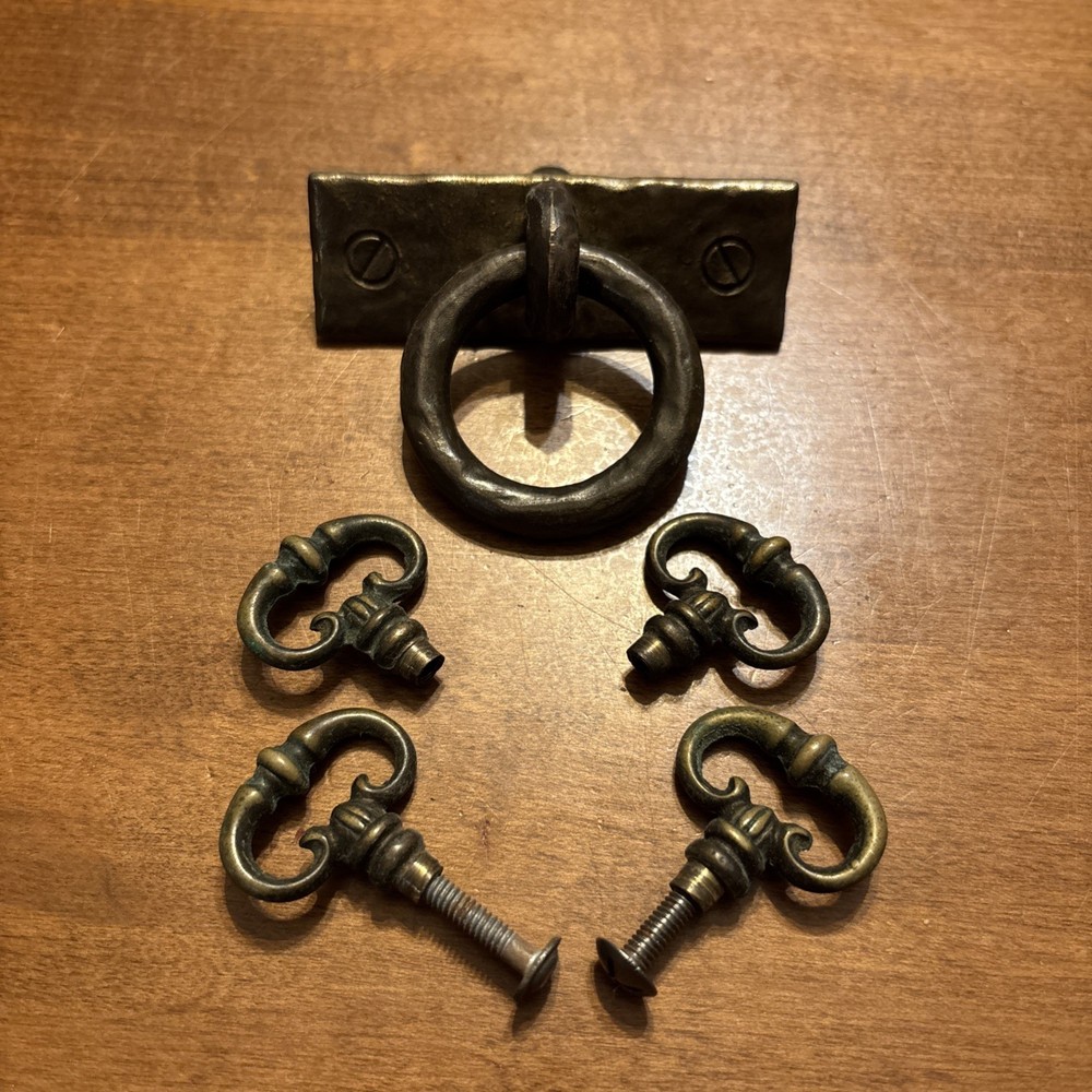 Hammered Brass Drawer Pull Mission - Antique Copper Finish WITH 4 Drawer pulls