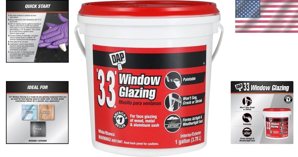 Professional Grade Window Putty, White, 1 Gal