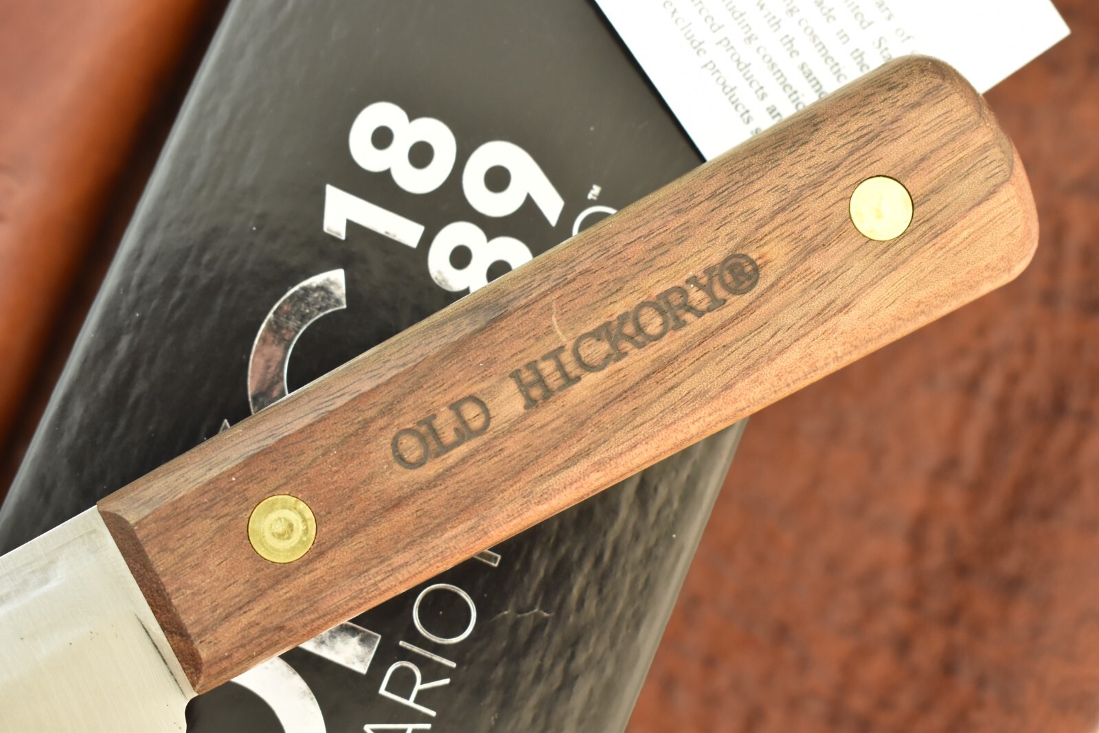 OLD HICKORY MADE IN USA WOOD FIXED BLADE HUNTING SKINNING BUTCHER KNIFE ONTARIO