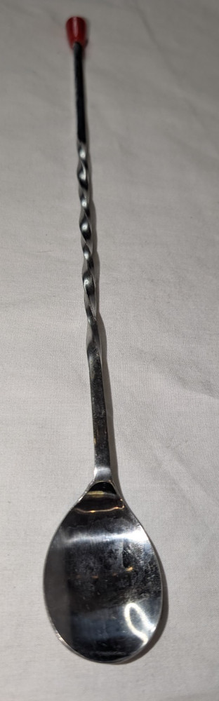 Mr. Bartender Stainless Twisted Handle Red Tip Cocktail Mixing Spoon - Japan