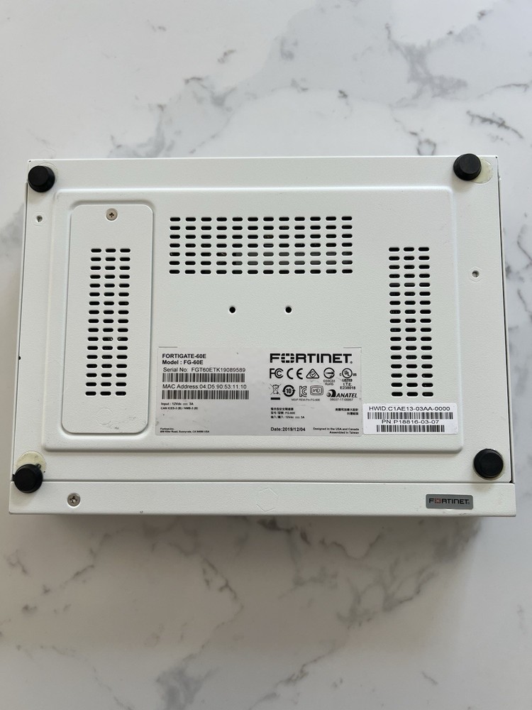 Fortinet Fortigate-60E FG-60E Network Security Firewall With AC Cable Tested