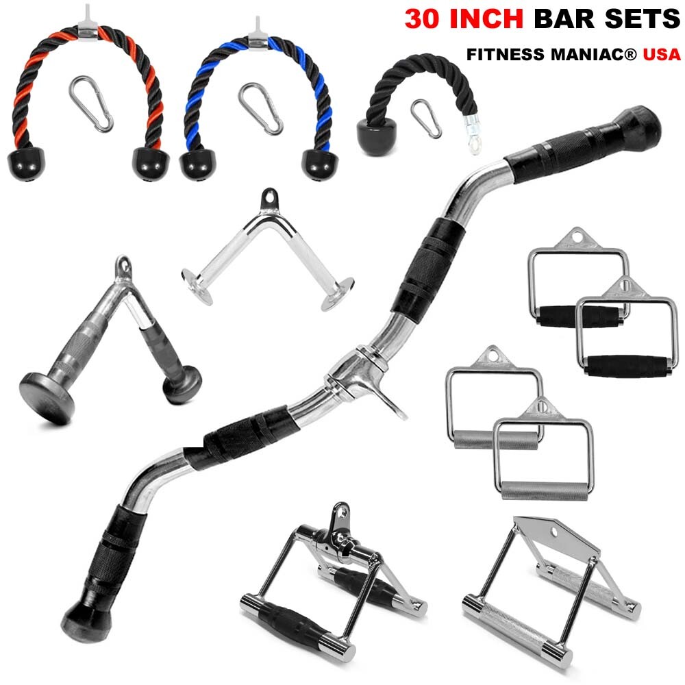 Home Gym Cable Attachment Handle Machine Strength Exercise Press Down Curl Bar