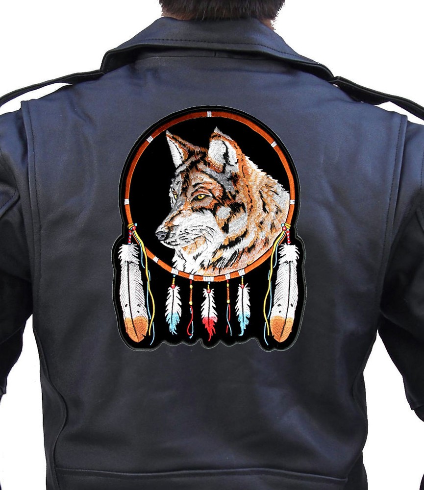 Wolf, Feathers Native Indian Dream Catcher Biker Patch FREE SHIP