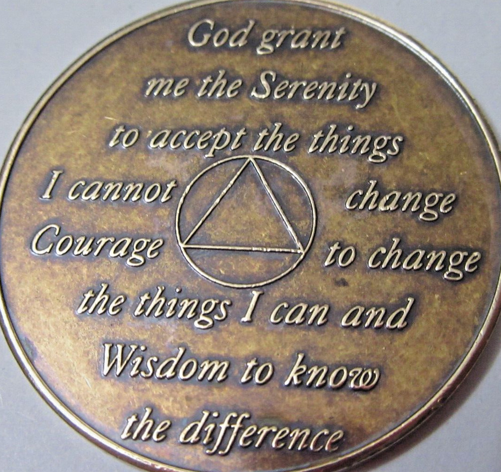 Alcoholics Anonymous 26 Year  AA Bronze Medallion symbol back Coin Token Chip