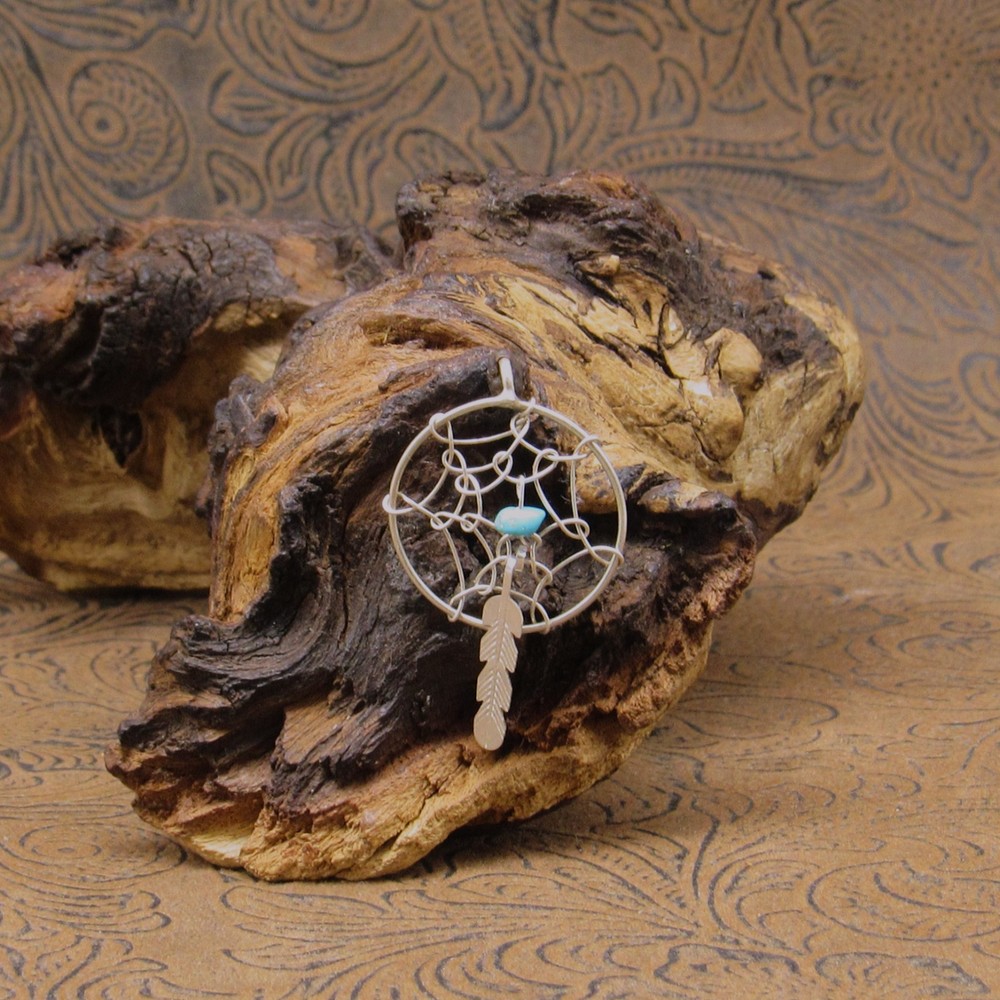 *Sterling Silver  Turquoise Dreamcatcher Pendant