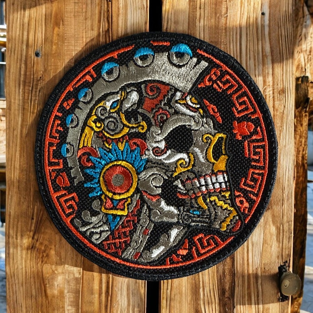 Aztec Skull Embroidery Patch 4.07" X 4.07"