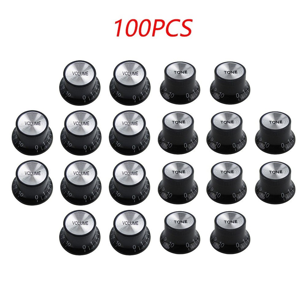 FLEOR Set of 100 Tone Knobs SG LP Guitar Control Knobs Aluminum Top Black