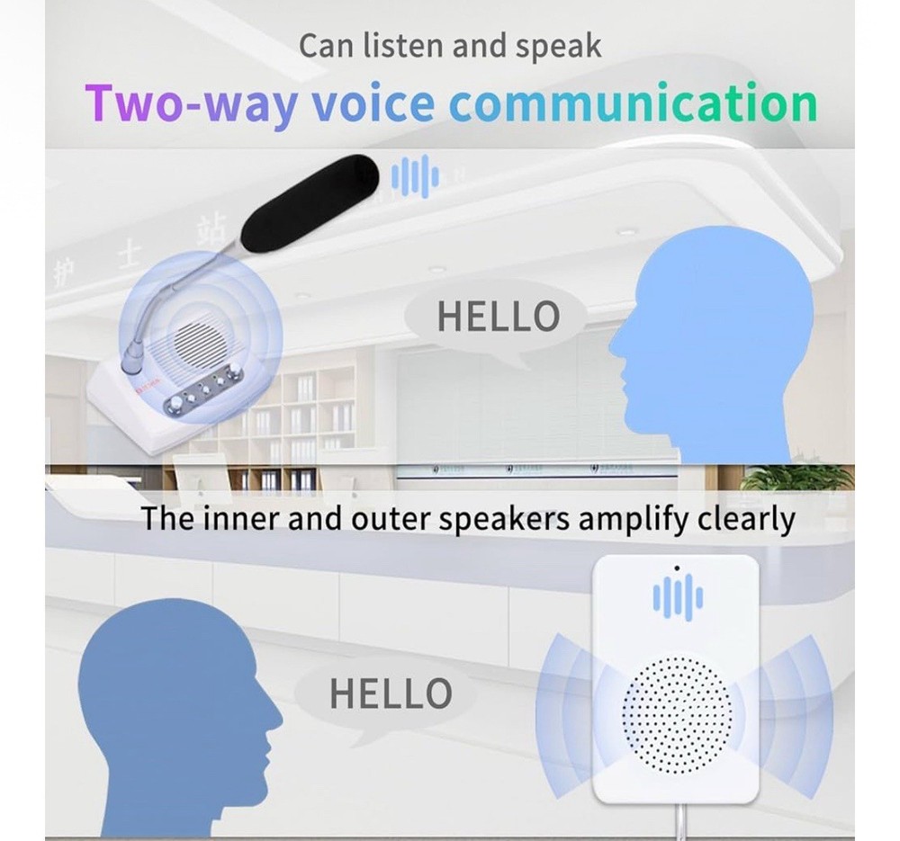 DESHUN DS-989 Window Intercom Business Full Duplex Window Speaker System - White
