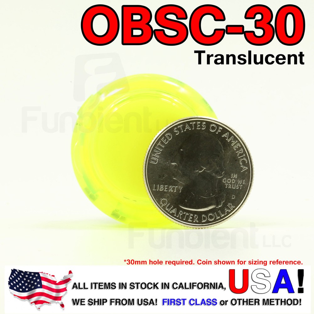 Sanwa Original OBSC-30 Yellow Translucent Push Button JAMMA guitar killswitch