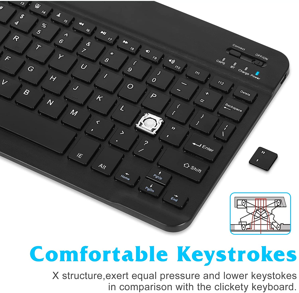Wireless Rechargeable Bluetooth Keyboard and Mouse Combo Ultra Slim Full-Size