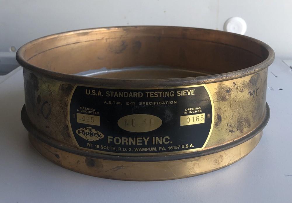 FORNEY No. 40; 425 μm/0.0165” USA Standard Testing Sieve