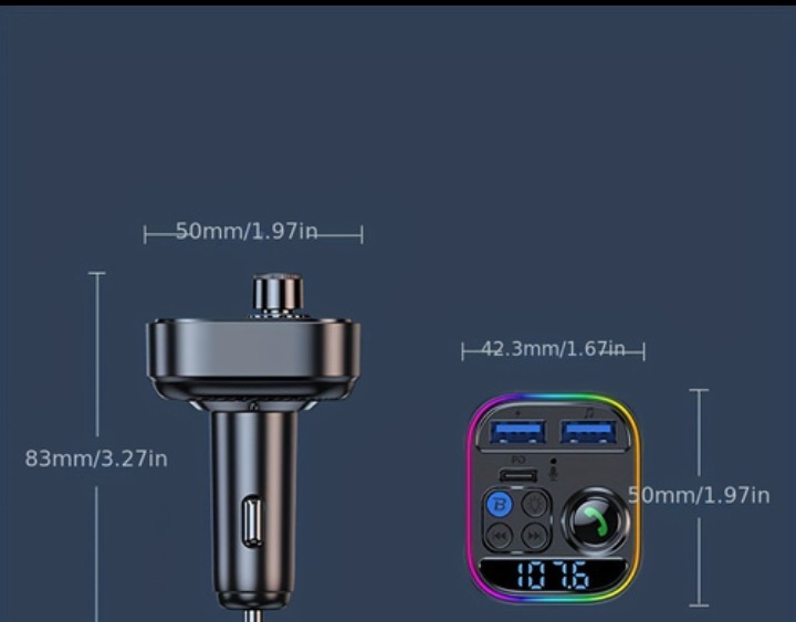 Wireless FM Transmitter for Car Wireless 5.3 Adapter Car Type C PD30W QC3.0 USB