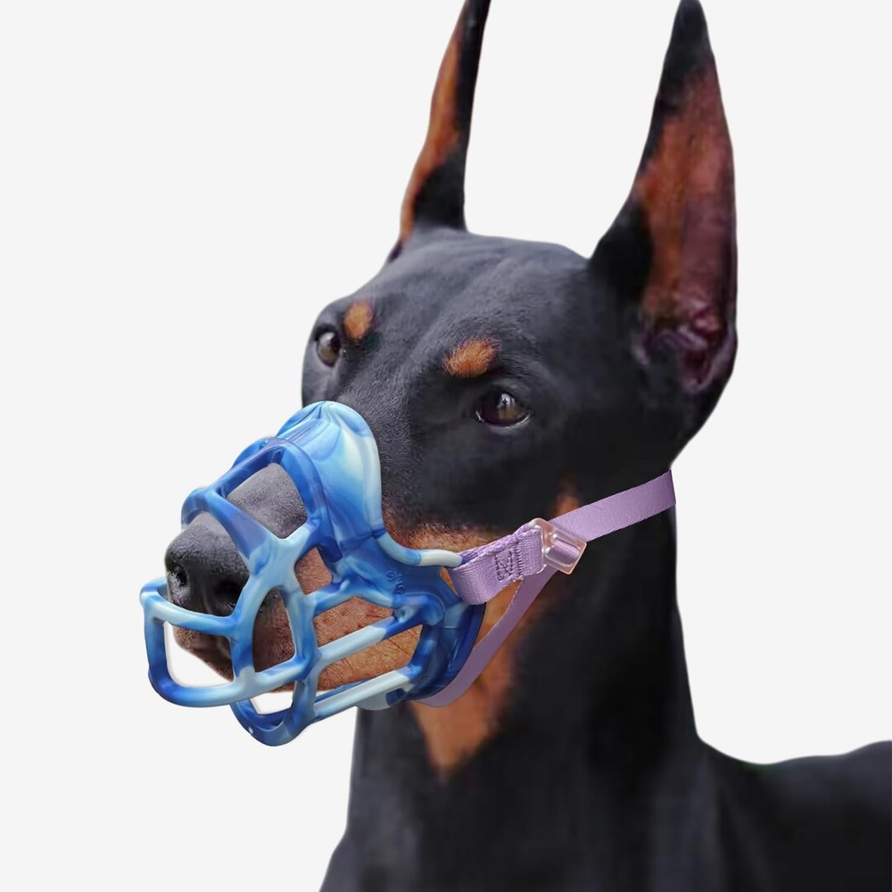 Dog Basket Muzzle Allows Panting Drinking, Sturdy Lightweight Blue Size 3