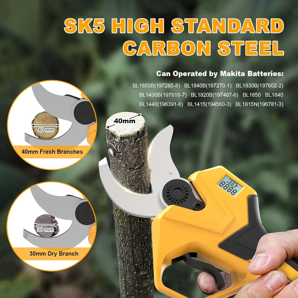 Electric Pruning Shears for Gardening, Battery Pruning Shears Max 2.4” Opening D