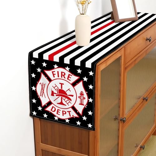 American Firefighter Flag Table Runner USA Fire Fireman Themed Party