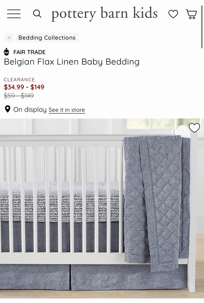 Pottery Barn Kids Belgian Flax Crib Bedding Set Bundle