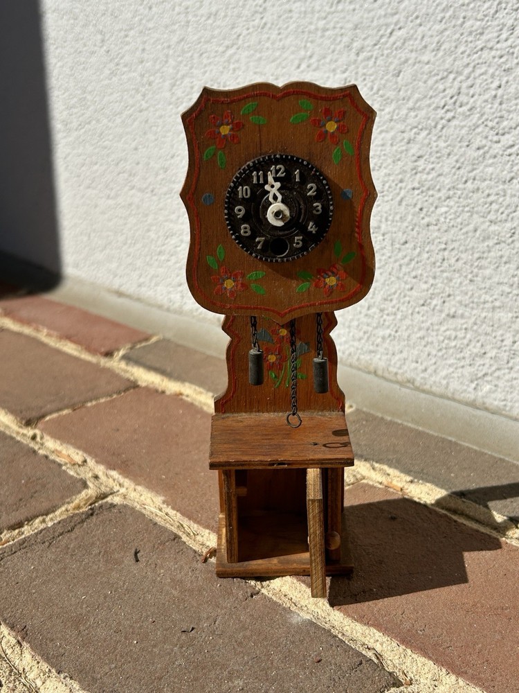 Vintage Hand-Painted Wooden Clock Decor