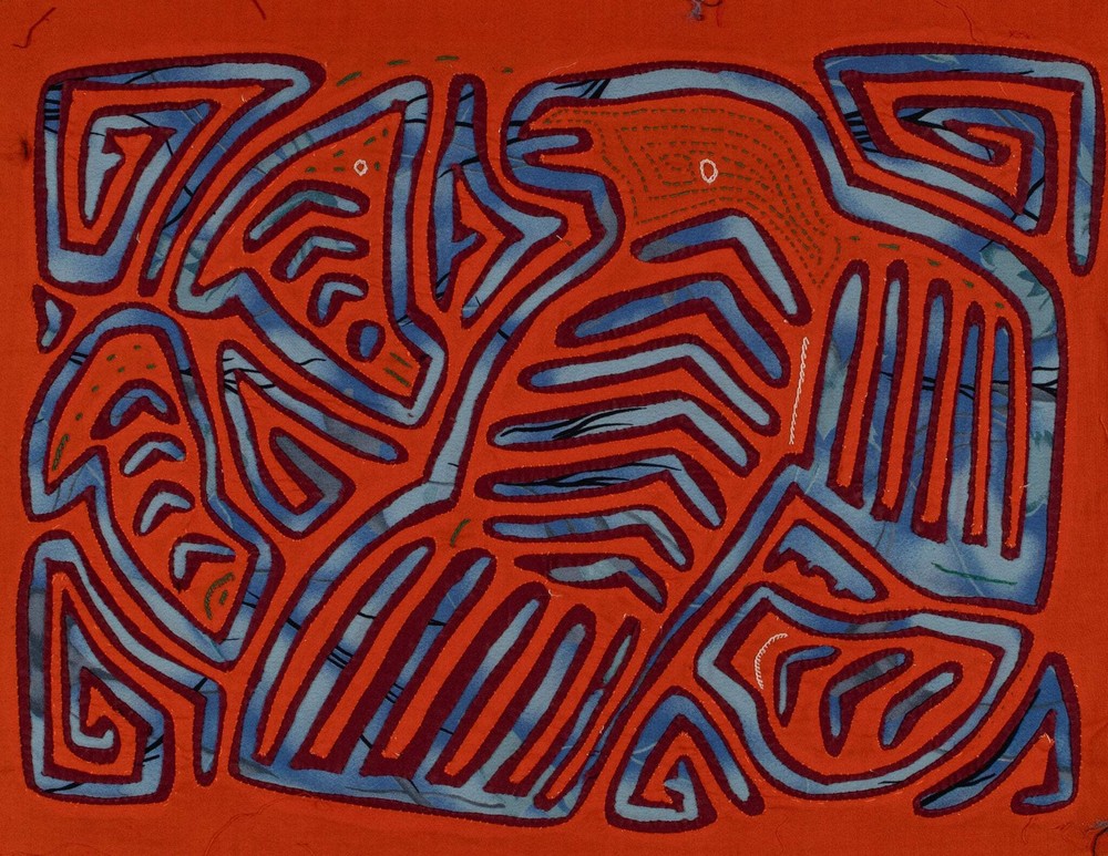 Vintage Orange And Blue Bird Mola